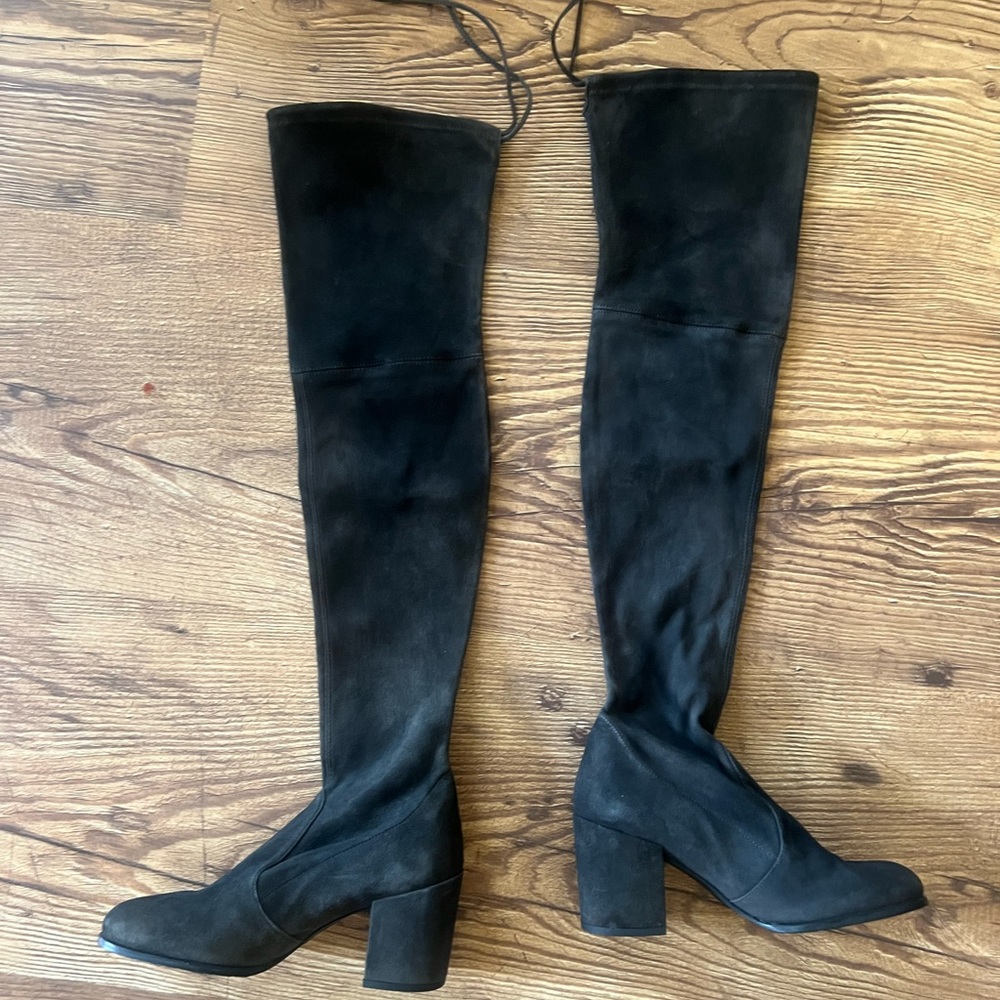 Stuart Weitzman OTK Suede Boots Gray Sz 7